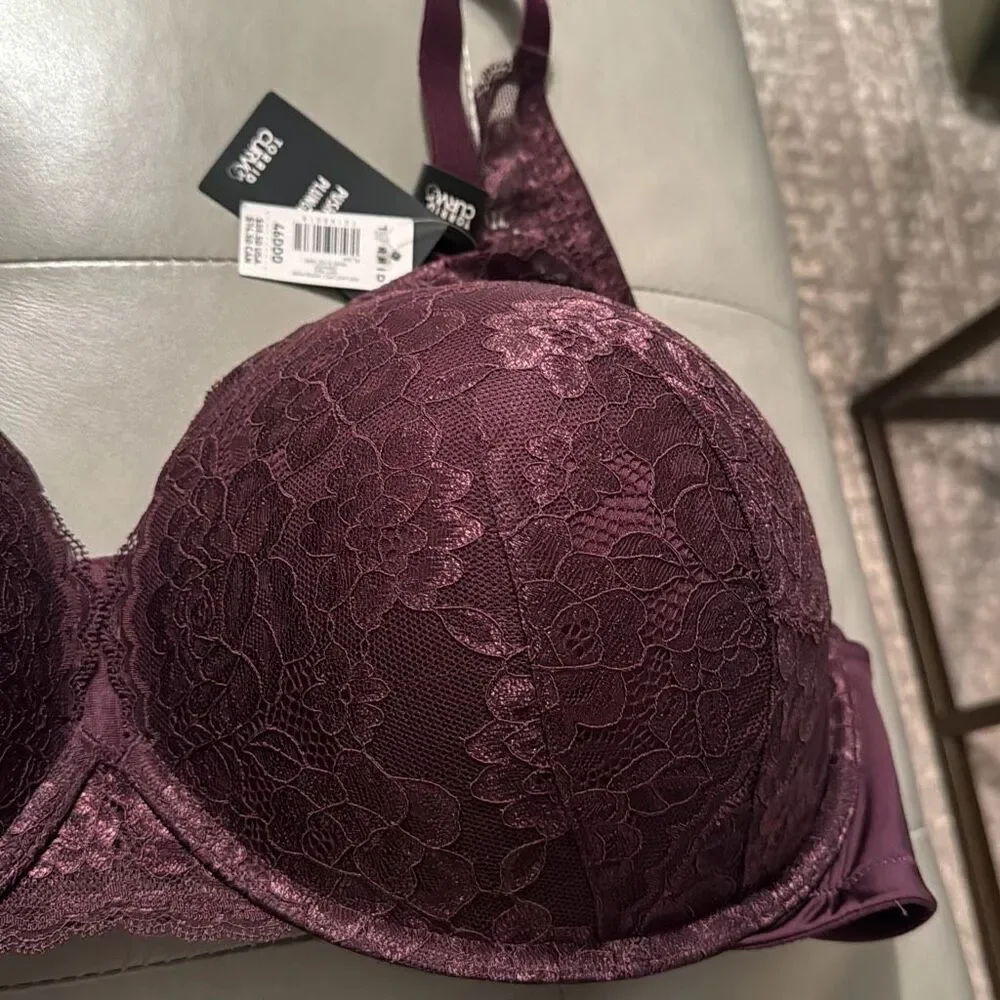 Torrid Push-Up Bra Plunge Lace Grape Purple 46DDD NWT